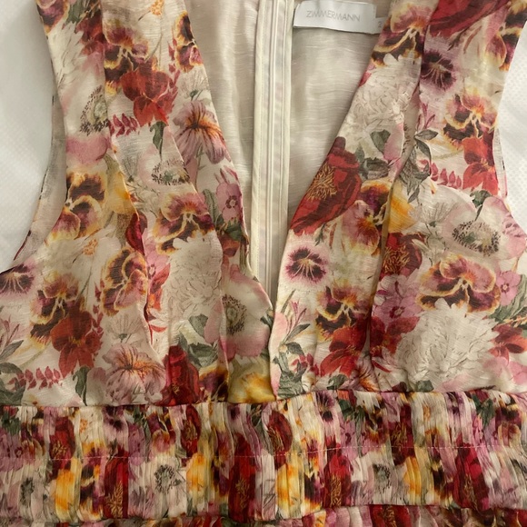 ZIMMERMANN Wonderland Mini Dress Floral Poppy Print V-Neck - Picture 8 of 11